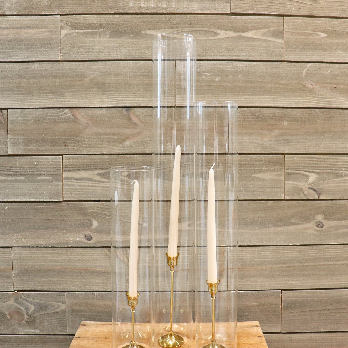 Gold Candle Holders With Candles (sold as set)