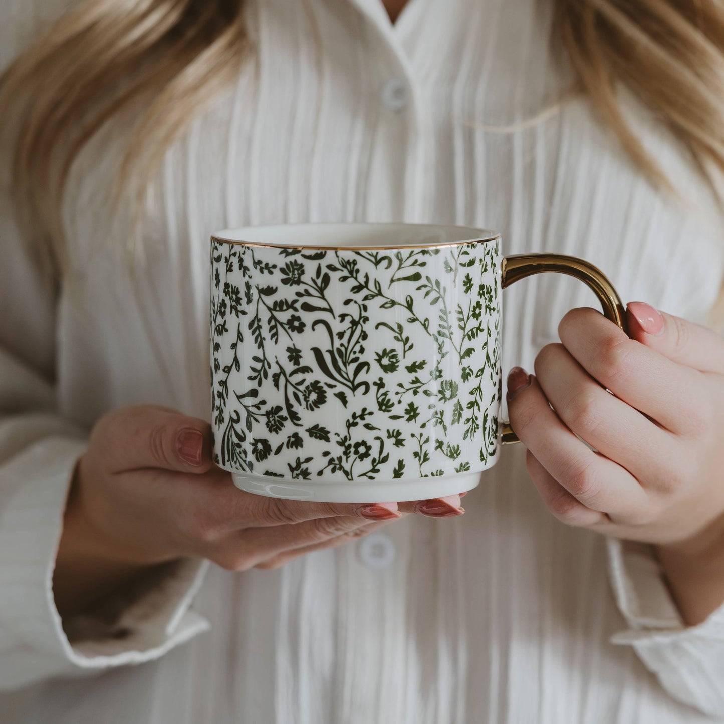 Green Floral Coffee Mug - Home Decor & Gifts