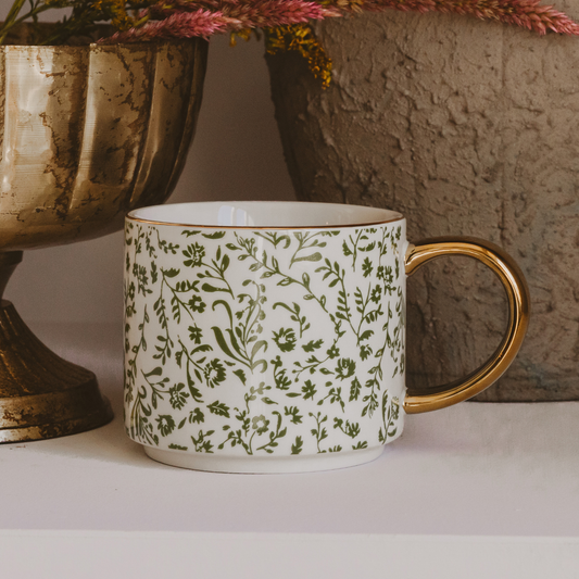 Green Floral Coffee Mug - Home Decor & Gifts